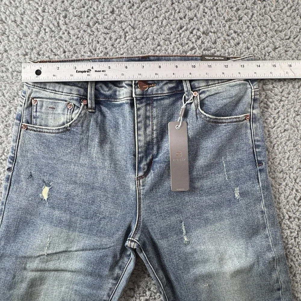 Tractr Diane Mid Rise Distressed Indigo Medium Blue Stretch Jean‎ Sz 6/28 NWT - Picture 4 of 10